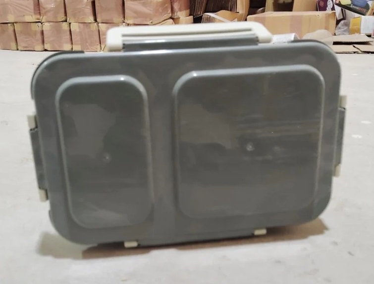 Grey Metal Lunch Box